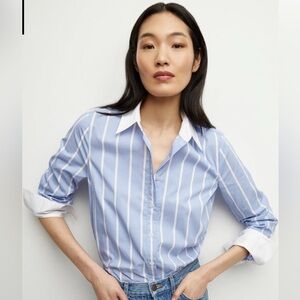 Veronica Beard Marisol Poplin Button Down Shirt